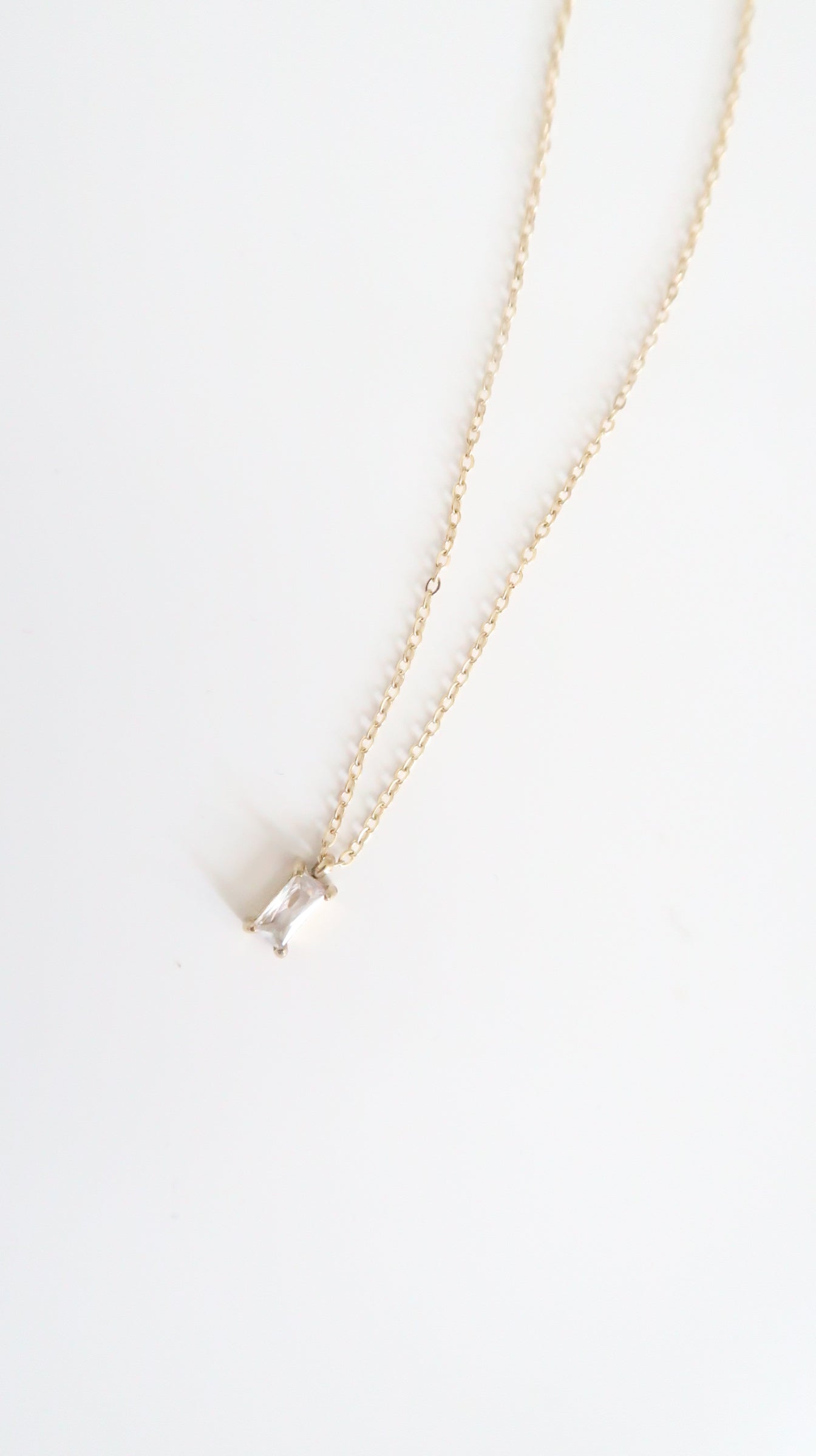 Rectangular cubic zirconia pendant necklace